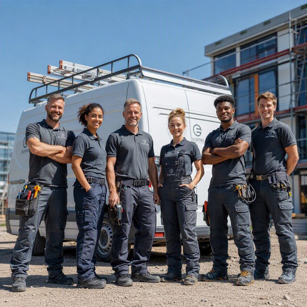 Team vor dem Fuhrpark